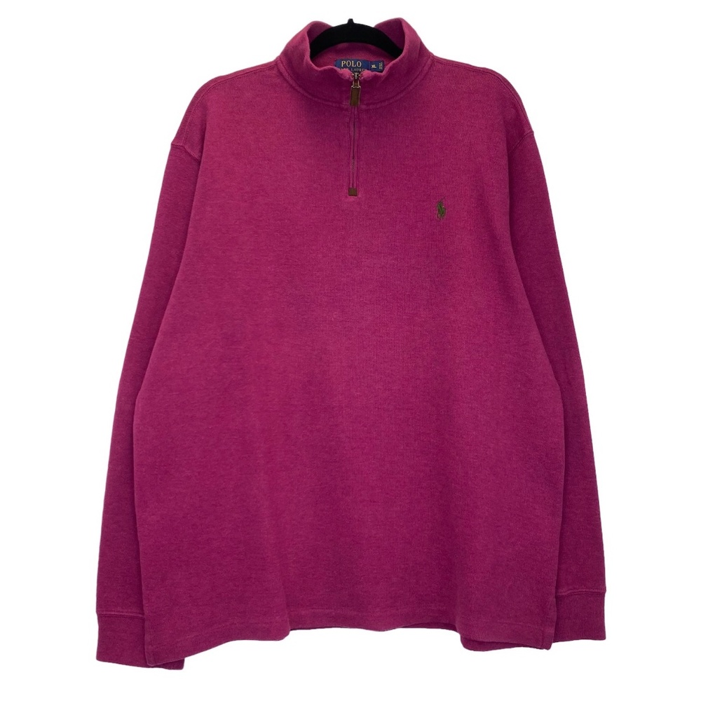 Polo Ralph Lauren Quarter Zip Sweater Men's XL Fuchsia Preppy Burgundy Pullover